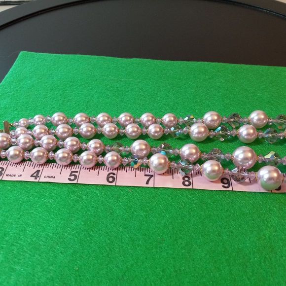 Pink Double Strand Faceted Iridescent Necklace Prom Wedding Special Event - Picture 5 of 7